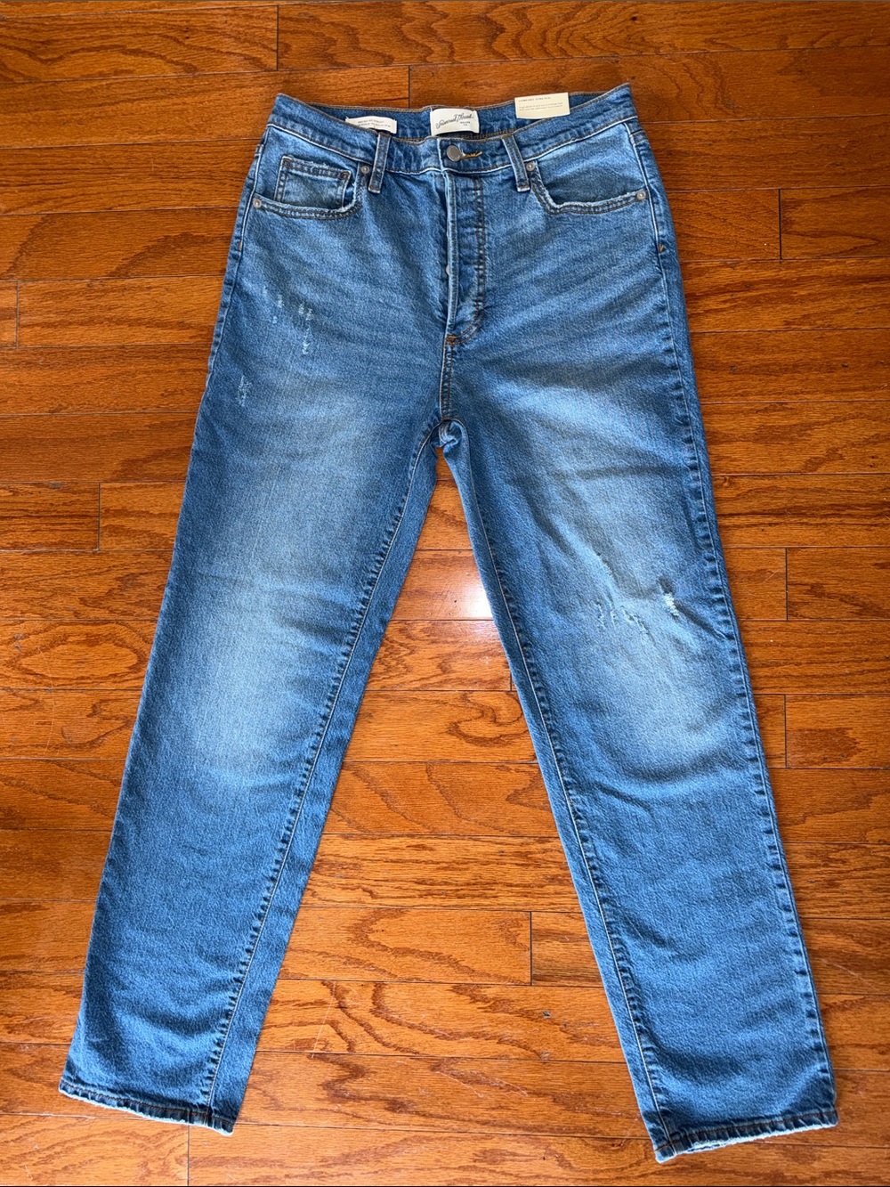 Universal Thread High Rise 90s Straight Jeans Medium Wash Comfort Stretch - Picture 2 of 9